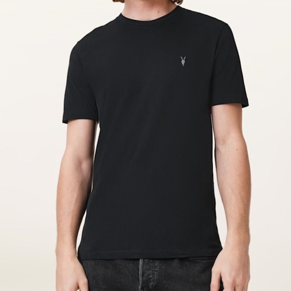 AllSaints Brace Brushed Cotton T-Shirt in Black in Size Medium